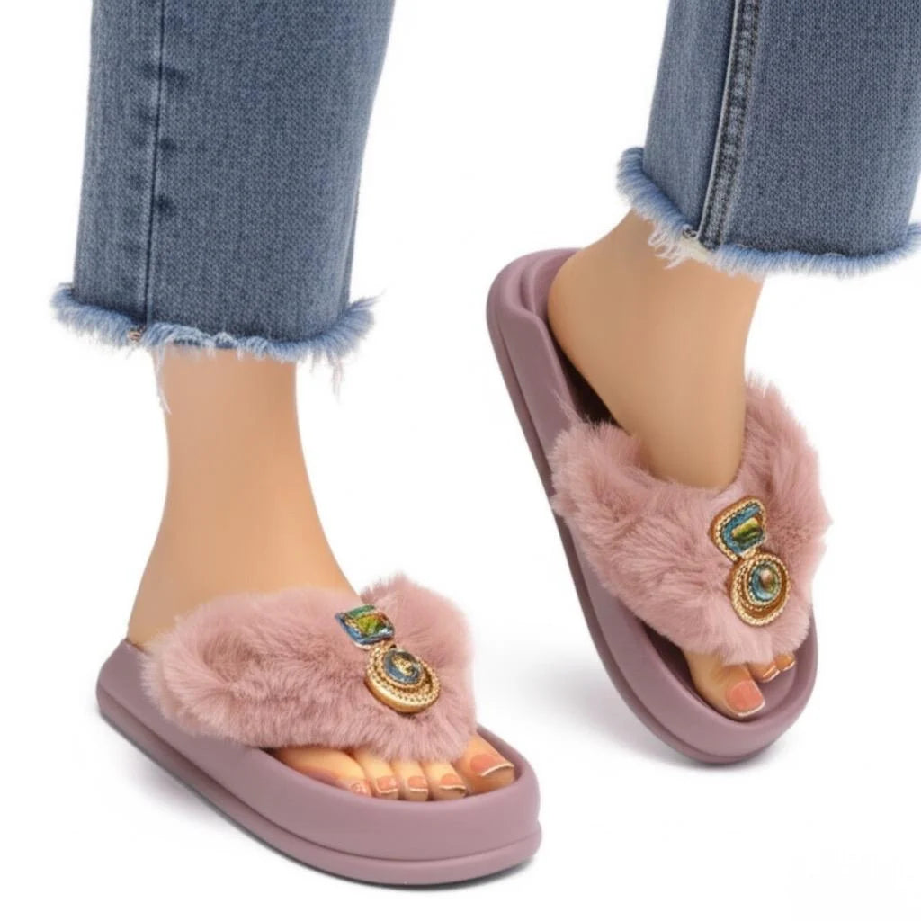 Stylish fur Slippers for Women |  Limited-time Offer